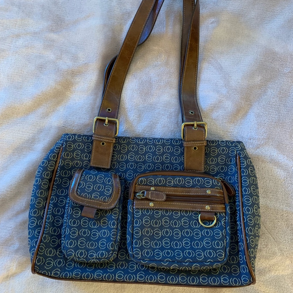 Minicci Blue and Brown Logo Bag